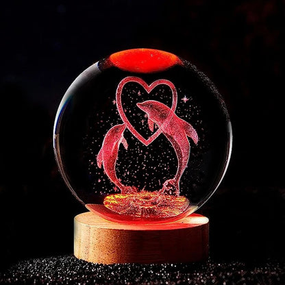 Royallure 3D Dolphin Crystal Ball Lamp - Enchanting Night Light