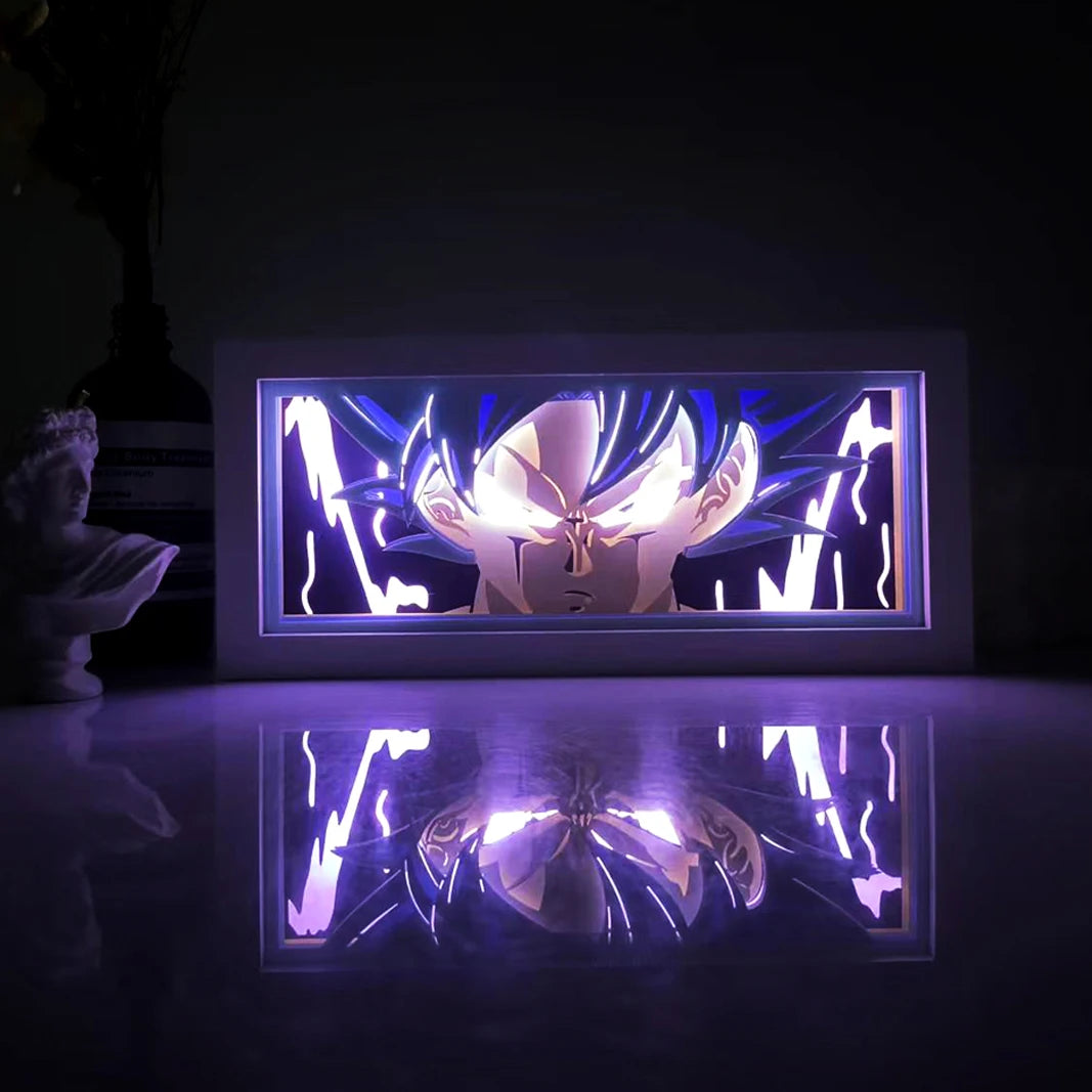 Anime light box, Dragon Ball 3D paper-cut LED night light with remote control, colorful atmosphere lamp for bedroom or living room.