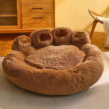 Furora Orthopedic Calming Round Pet Bed - Plush Bear Paw Design for Dogs & Cats, Joint Pain Relief, Machine Washable, Multiple Sizes