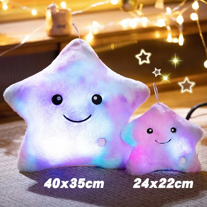 LED Star Plush Light - Soft Glowing Star Pillow Doll, Stuffed Toy for Kids & Home Decor, Perfect Birthday Gift - Green 24x22cm