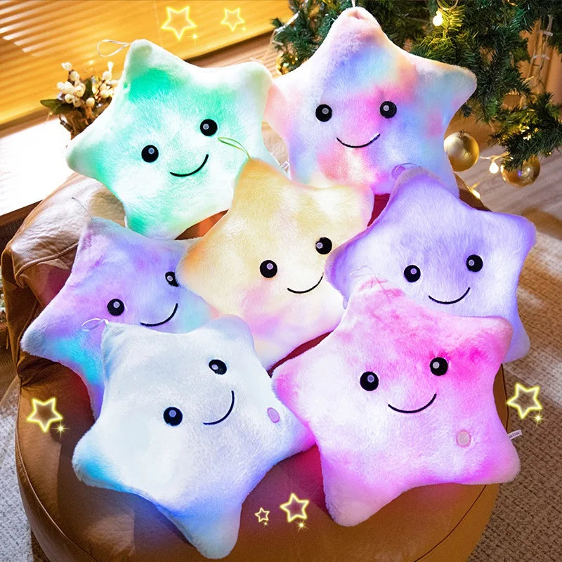 LED Star Plush Light - Soft Glowing Star Pillow Doll, Stuffed Toy for Kids & Home Decor, Perfect Birthday Gift - Green 24x22cm