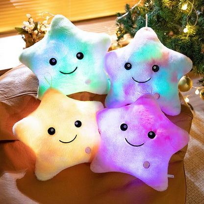 LED Star Plush Light - Soft Glowing Star Pillow Doll, Stuffed Toy for Kids & Home Decor, Perfect Birthday Gift - Purple 24x22cm