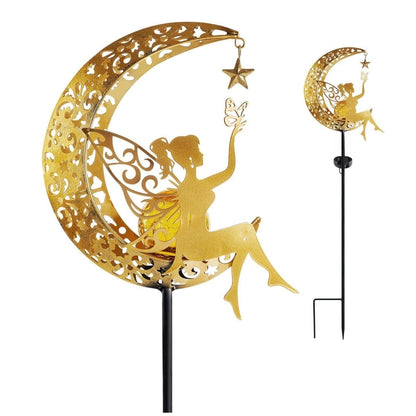 Royallure Fairy Crescent Moon Solar Garden Light Lamp - Magical Outdoor Illumination