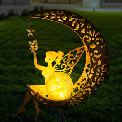 Royallure Fairy Crescent Moon Solar Garden Light Lamp - Magical Outdoor Illumination