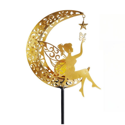 Royallure Fairy Crescent Moon Solar Garden Light Lamp - Magical Outdoor Illumination