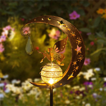 Royallure Fairy Crescent Moon Solar Garden Light Lamp - Magical Outdoor Illumination