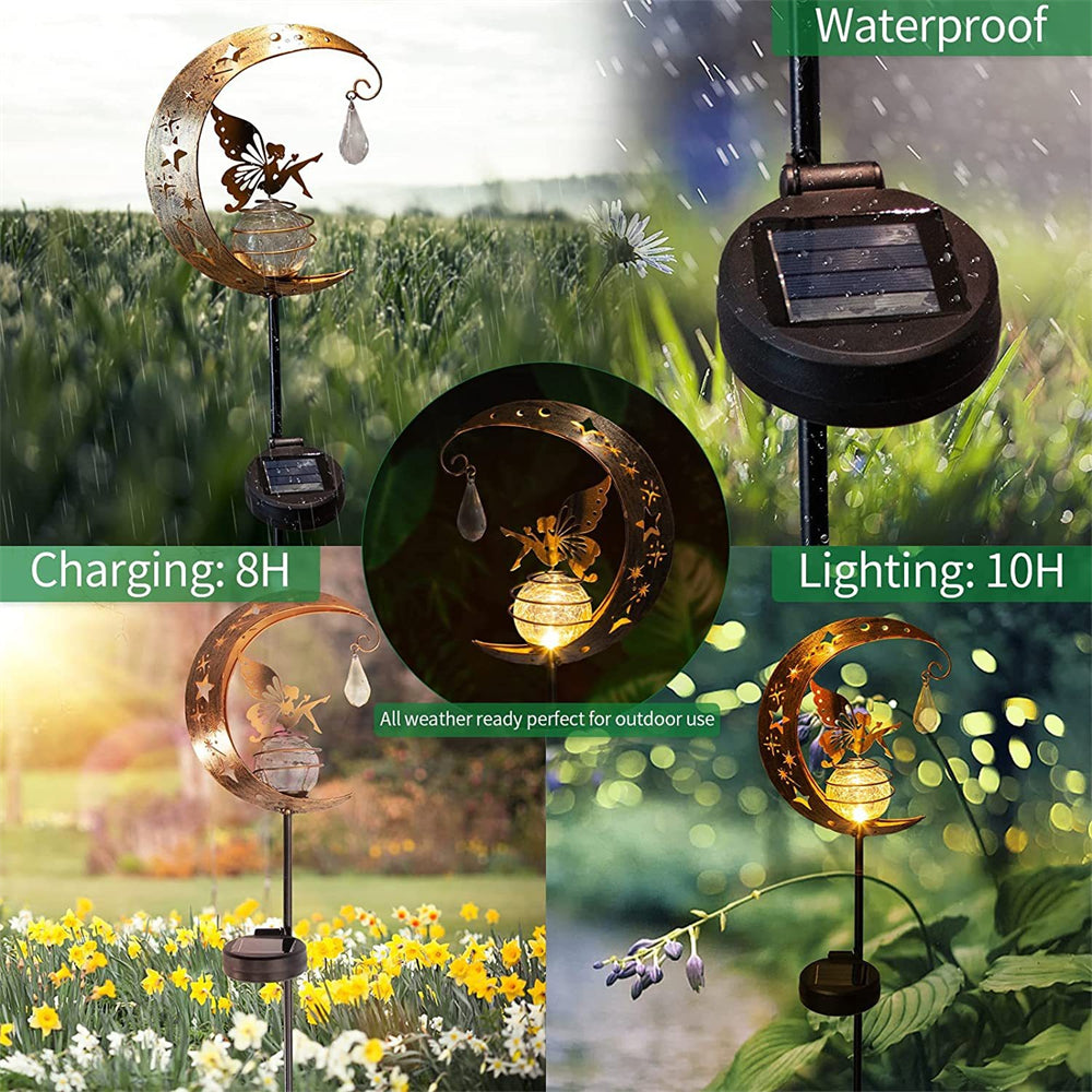 Royallure Fairy Crescent Moon Solar Garden Light Lamp - Magical Outdoor Illumination