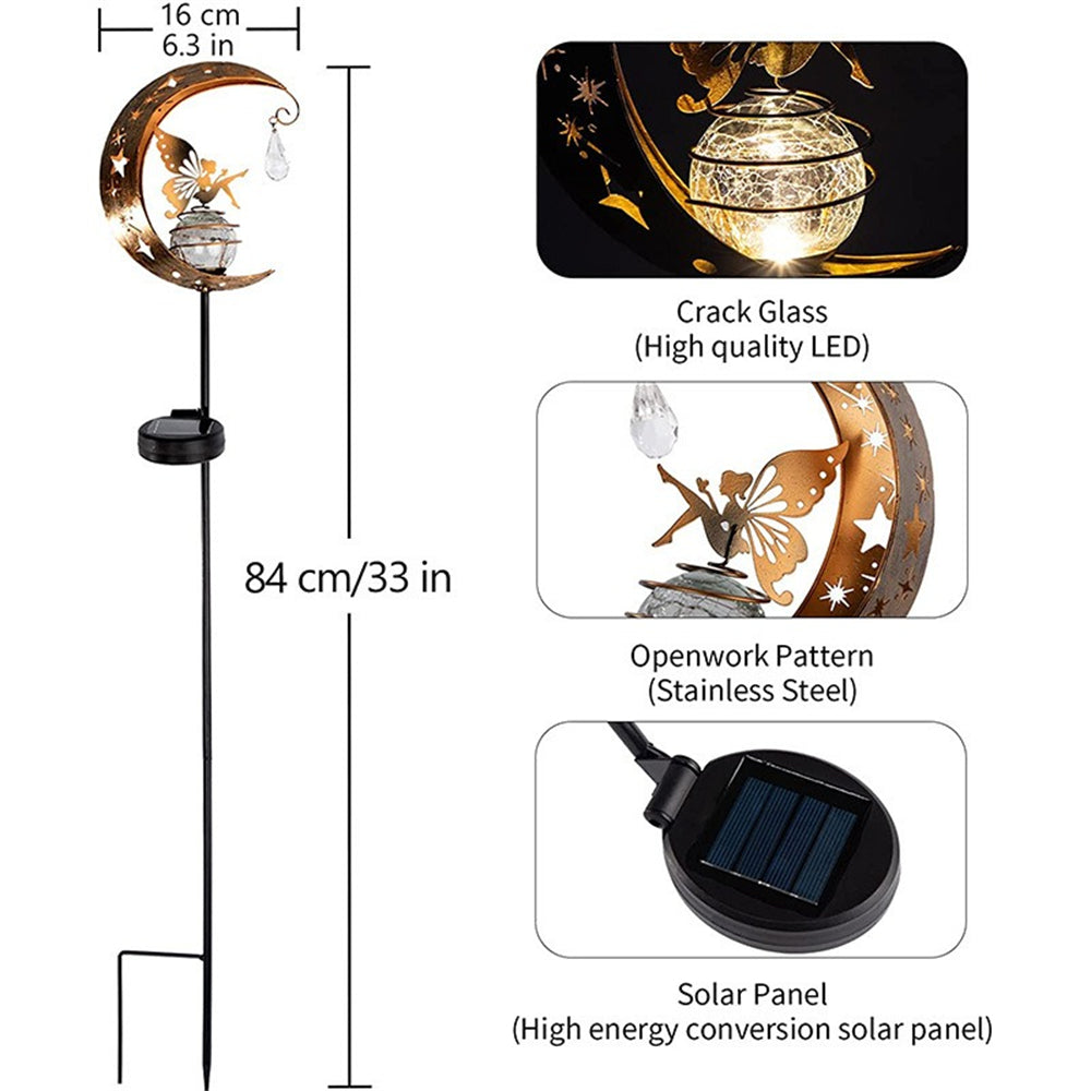 Royallure Fairy Crescent Moon Solar Garden Light Lamp - Magical Outdoor Illumination