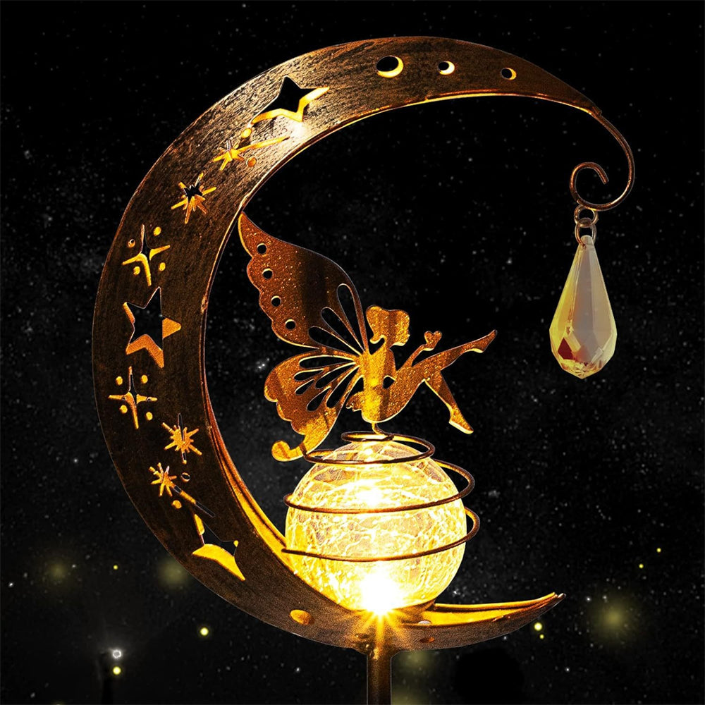 Royallure Fairy Crescent Moon Solar Garden Light Lamp - Magical Outdoor Illumination