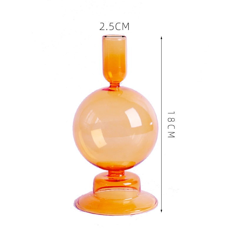 Royaleva Handmade Glass Candle Holders - Elegant Decorative Accent Pieces - Verona Orange