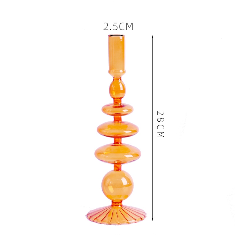 Royaleva Handmade Glass Candle Holders - Elegant Decorative Accent Pieces - Rome Orange