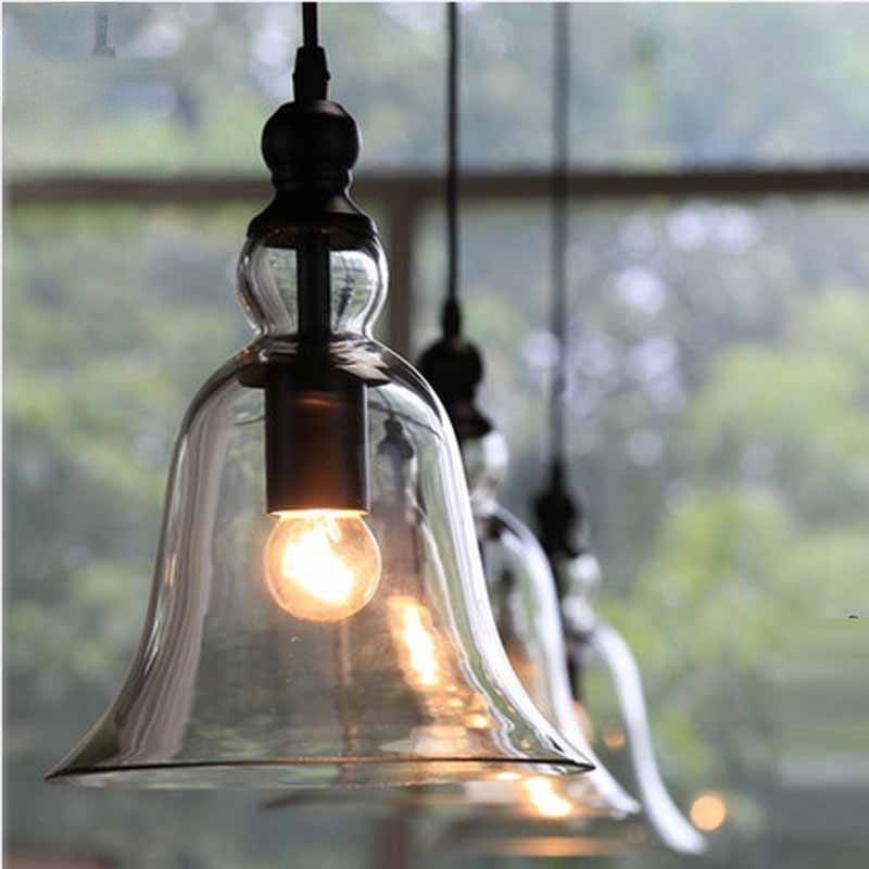 RoyaleGlow Vintage Glass Bell Pendant Light Fixture - Elegant Home Decor