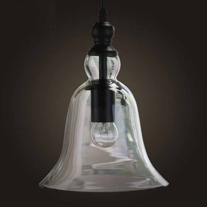 RoyaleGlow Vintage Glass Bell Pendant Light Fixture - Elegant Home Decor