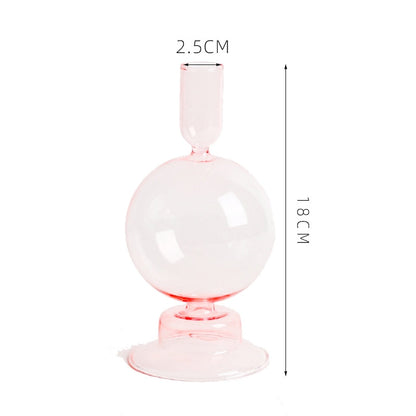 Royaleva Handmade Glass Candle Holders - Elegant Decorative Accent Pieces - Verona Pink