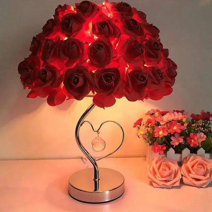 Vintage Pink Rose Desk Lamp - Creative Lamp for Bedroom Decor - V5