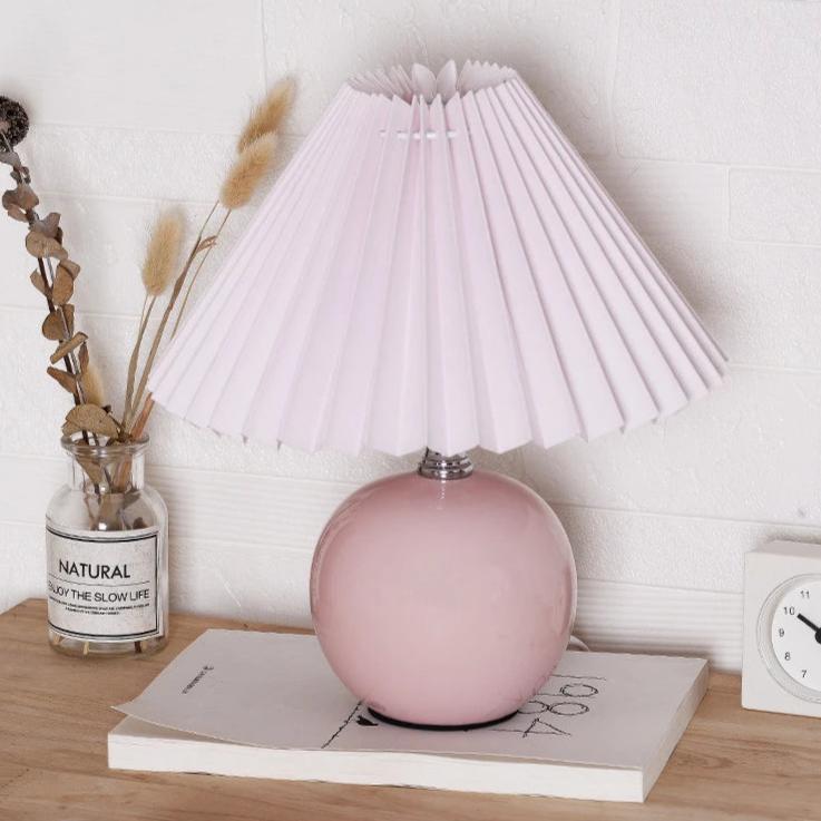 Ceramic Pleated Table Lamp with Tricolored LED