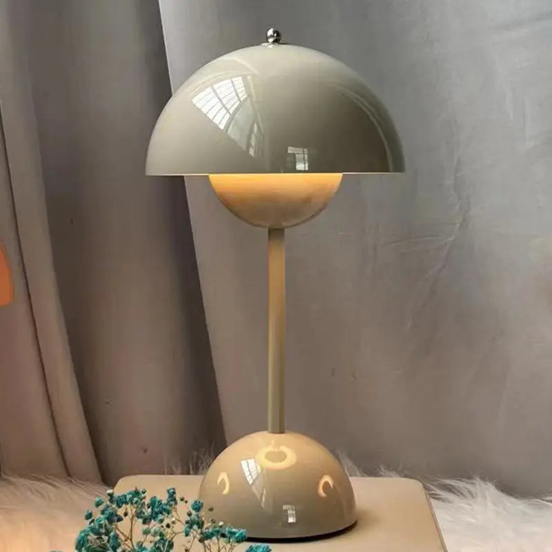 Cordless Mushroom Modern Table Lamp - Dimmable LED with 3 Color Modes