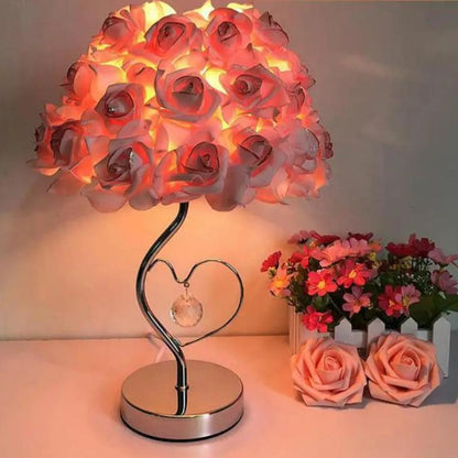 Vintage Pink Rose Desk Lamp - Creative Lamp for Bedroom Decor - V1