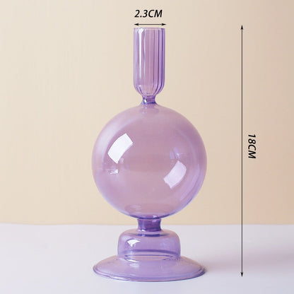 Royaleva Handmade Glass Candle Holders - Elegant Decorative Accent Pieces - Verona Purple