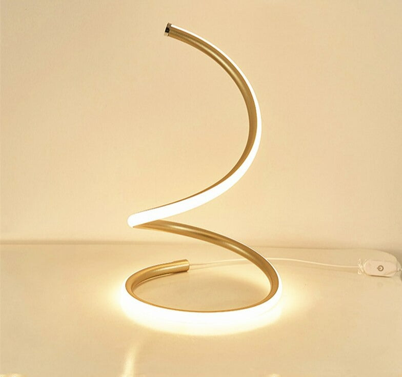 Royaleva Spiral LED Table Lamp - Modern Design with Built-in LED for Home Decor - Gold