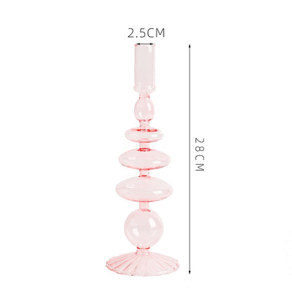 Royaleva Handmade Glass Candle Holders - Elegant Decorative Accent Pieces - Rome Pink