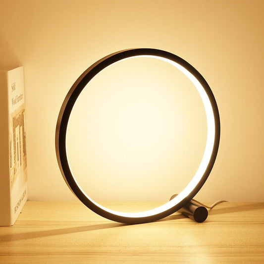 Royaleva Halo Nightstand Lamp - Unique Halo Ring Design - Black / Warm