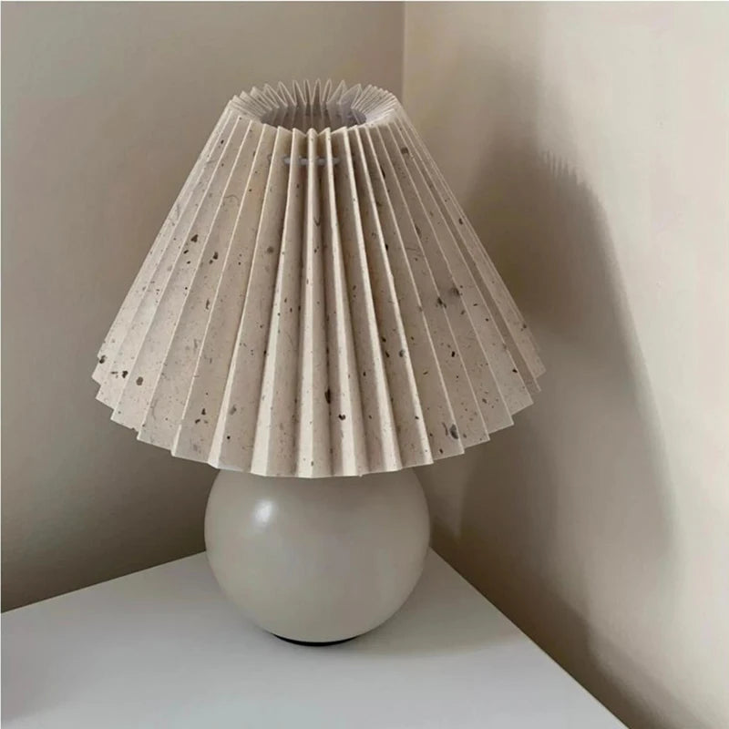 Ceramic Pleated Table Lamp with Tricolored LED