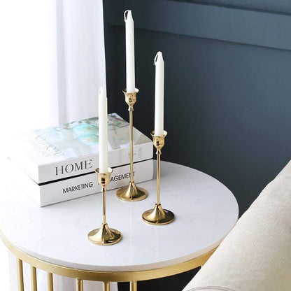 Classic Candle Holder Trio Set - Elegant Gold-Plated Candle Holders for Timeless Décor - Default Title