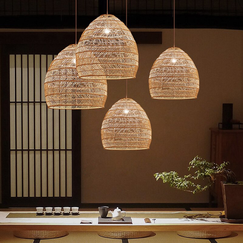 RoyaleGlow Tranquil Bamboo Pendant Light – Japanese Elegance for Your Home - Black / 35cm