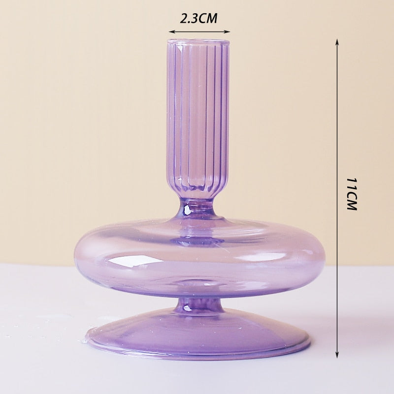 Royaleva Handmade Glass Candle Holders - Elegant Decorative Accent Pieces - Amalfi Purple