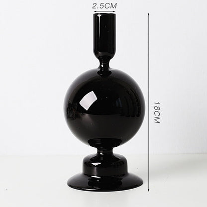 Royaleva Handmade Glass Candle Holders - Elegant Decorative Accent Pieces - Verona Black