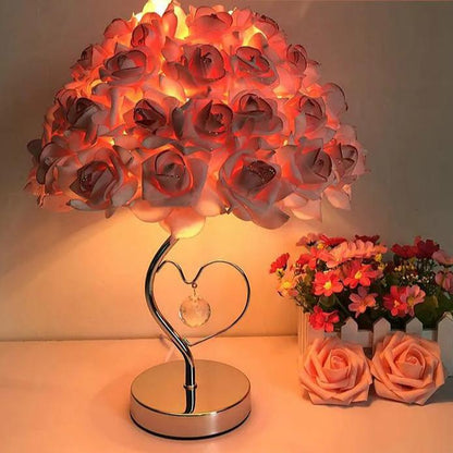 Vintage Pink Rose Desk Lamp - Creative Lamp for Bedroom Decor - V2