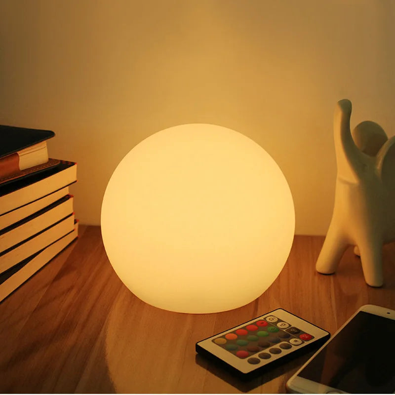 Royelux Table Globe Lamp - 16-Color Rechargeable LED Sphere Light with Remote Control