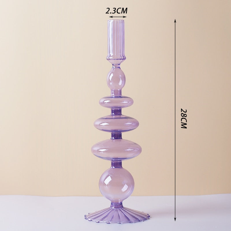 Royaleva Handmade Glass Candle Holders - Elegant Decorative Accent Pieces - Rome Purple