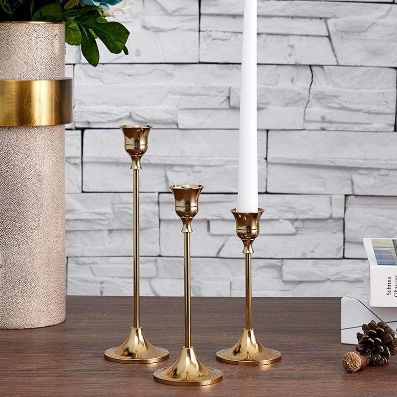 Classic Candle Holder Trio Set - Elegant Gold-Plated Candle Holders for Timeless Décor - Default Title