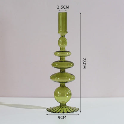 Royaleva Handmade Glass Candle Holders - Elegant Decorative Accent Pieces - Rome Green