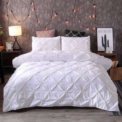 Luxora Gray Diamond Pintuck Bed Set - 3 Piece Duvet Cover Set