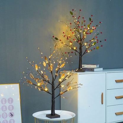 Royelux 55cm Spring Tree LED Lamp - Bendable Branches - Red Berries