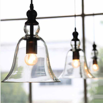 RoyaleGlow Vintage Glass Bell Pendant Light Fixture - Elegant Home Decor