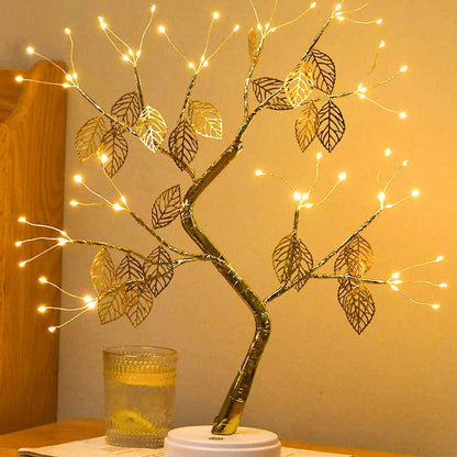 Luxora Golden Leaf Tree Lamp – 50cm Adjustable LED Tree Light