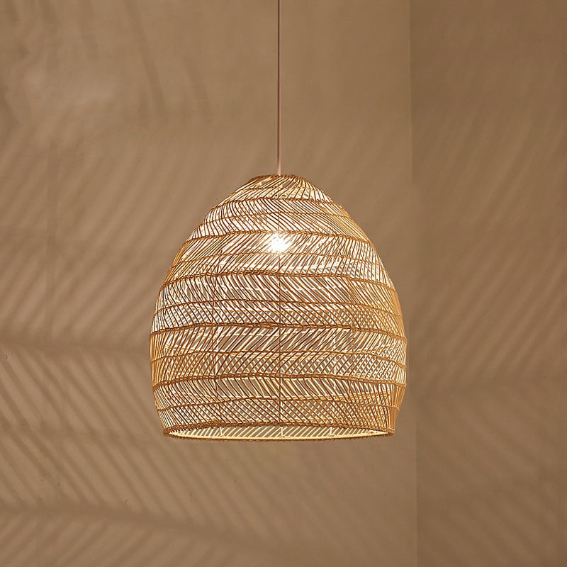 RoyaleGlow Tranquil Bamboo Pendant Light – Japanese Elegance for Your Home - Brown / 35cm