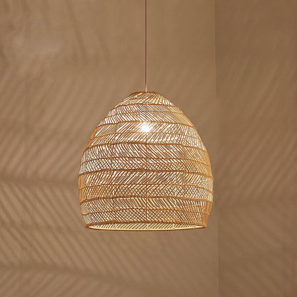 RoyaleGlow Tranquil Bamboo Pendant Light – Japanese Elegance for Your Home - Brown / 35cm