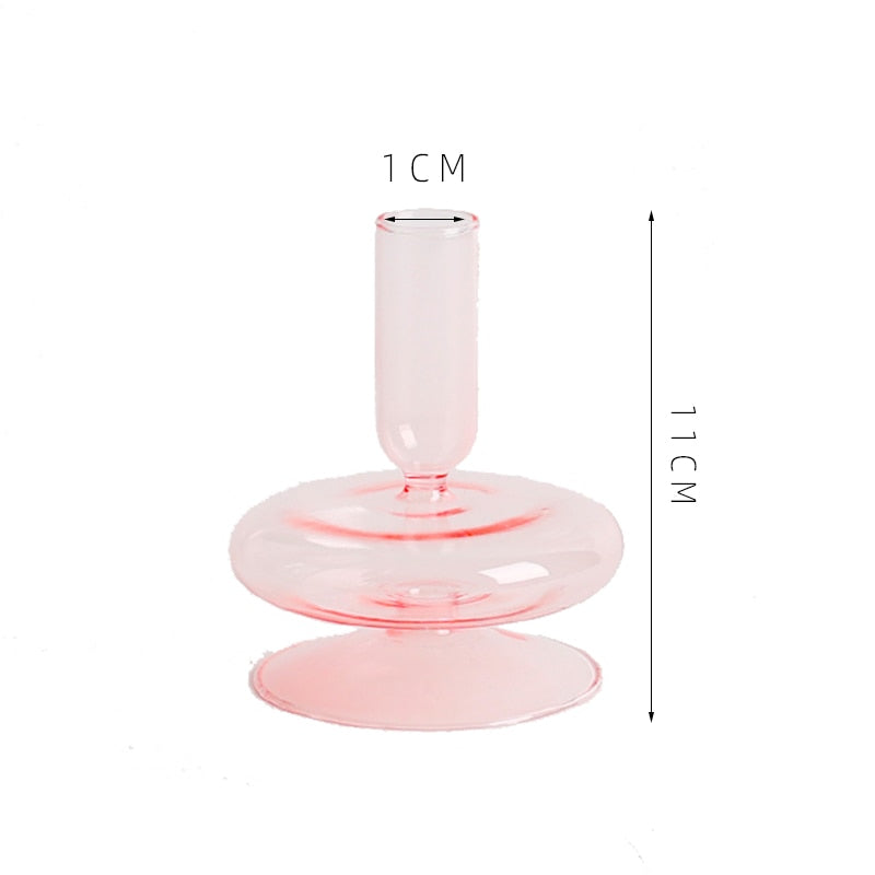 Royaleva Handmade Glass Candle Holders - Elegant Decorative Accent Pieces - Palermo Pink