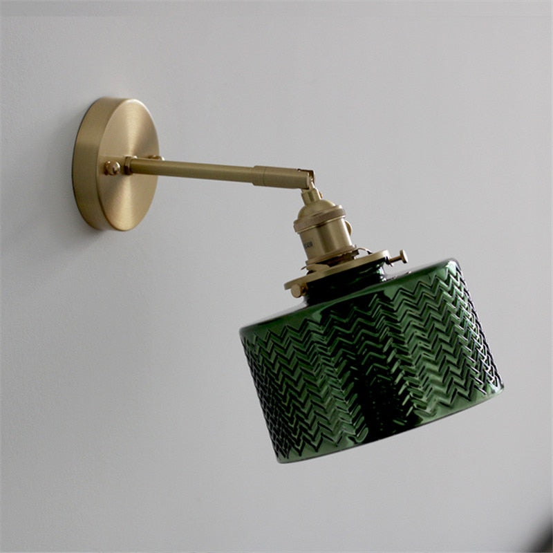 RoyaleGlow Stylish Modern Cylindrical Glass Wall Sconce - Elegant Interior Lighting - Green