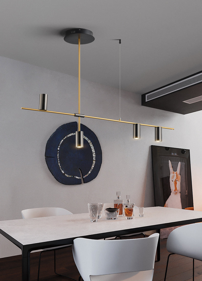 RoyaleGlow Stylish Nordic Long Strip Pendant Lamp for Modern Spaces - Gold 3 Lights / Cold White