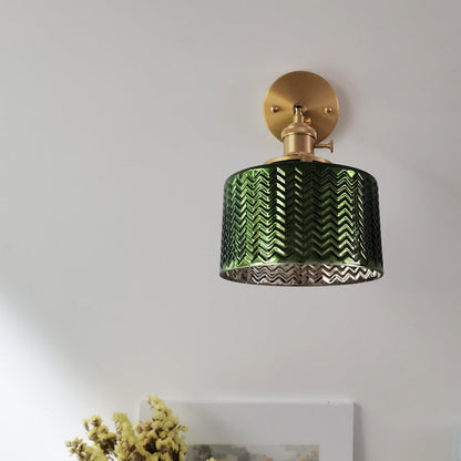 RoyaleGlow Stylish Modern Cylindrical Glass Wall Sconce - Elegant Interior Lighting - Green