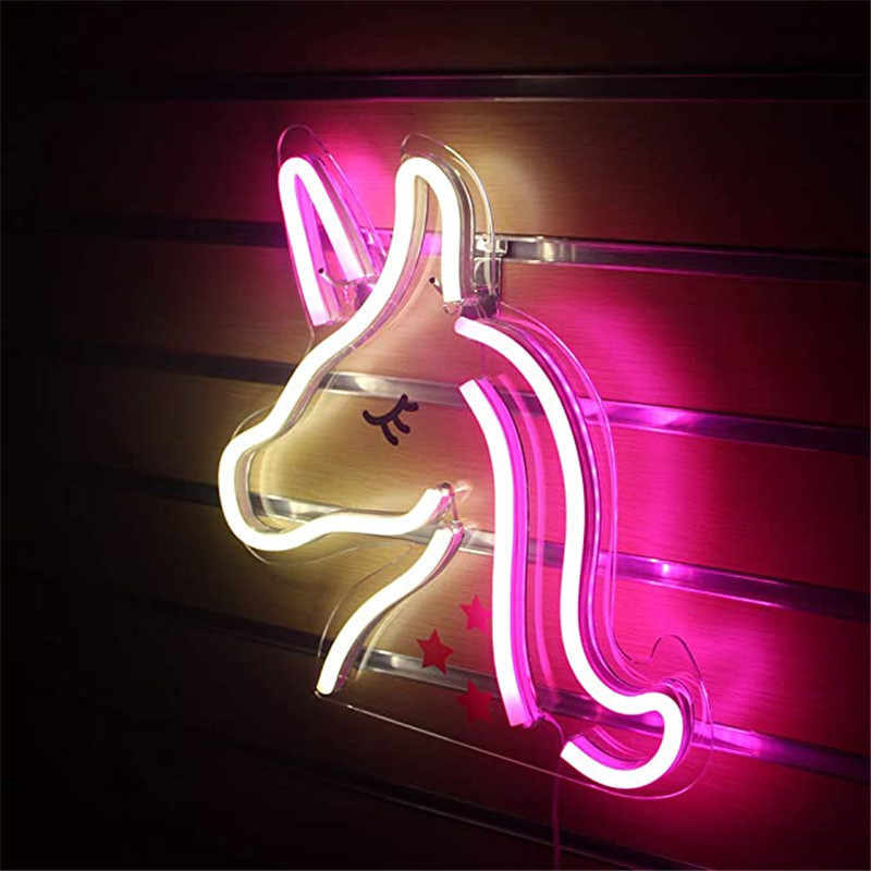 RoyaleGlow LED Neon Sign - "Good Vibes" Bright Pink LED Wall Light - UNICORN - 32*33cm