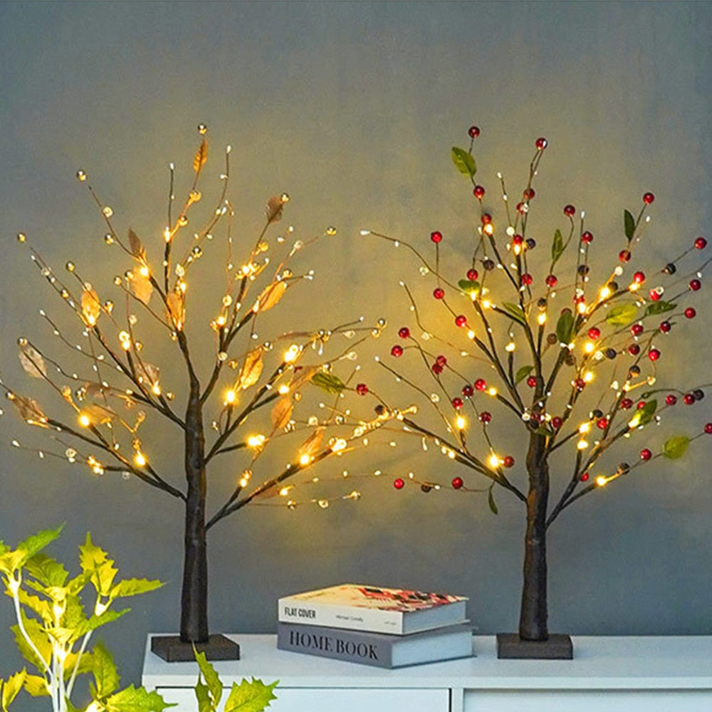 Royelux 55cm Spring Tree LED Lamp - Bendable Branches - Red Berries