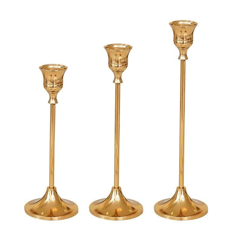 Classic Candle Holder Trio Set - Elegant Gold-Plated Candle Holders for Timeless Décor - Default Title