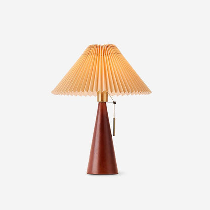 Nordic Pleated Table Lamp with Accordion Shade - Elegant Walnut Finish